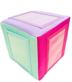 Cubo didáctico con bolsillos porta tarjetas